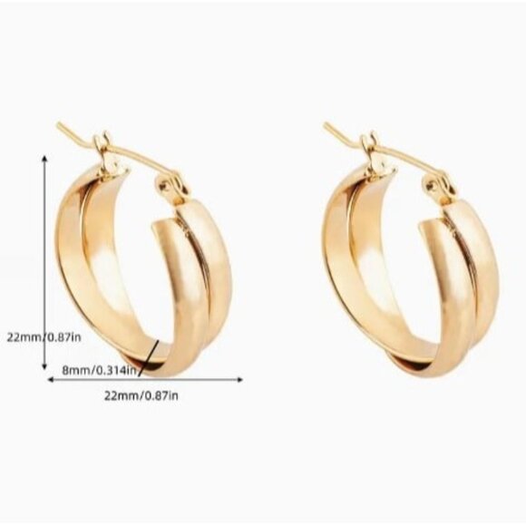 18k White Gold Plated Stainless Steel Hoop Earrings - Picture 4 of 4